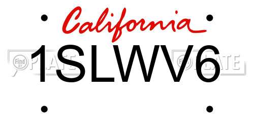 1SLWV6 California License Plate