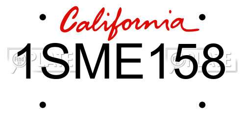 1SME158 California License Plate