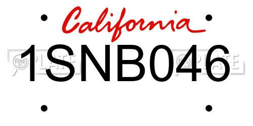 1SNB046 California License Plate