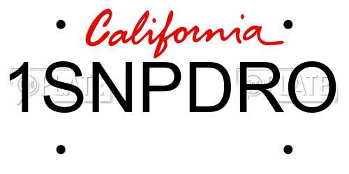 1SNPDRO California License Plate