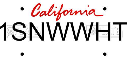 1SNWWHT California License Plate