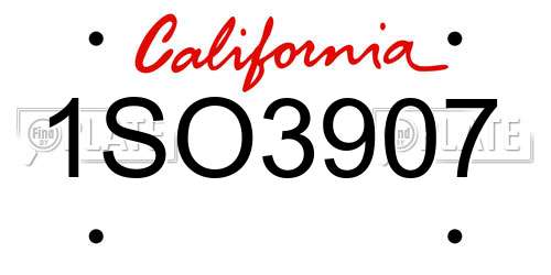 1SO3907 California License Plate