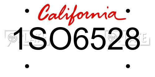 1SO6528 California License Plate