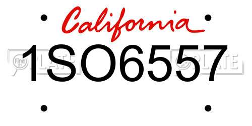 1SO6557 California License Plate