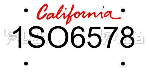 1SO6578 California License Plate