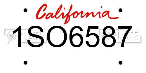 1SO6587 California License Plate