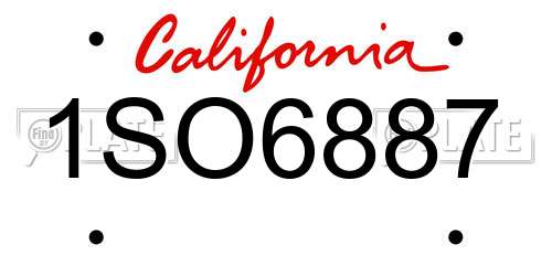 1SO6887 California License Plate