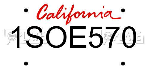 1SOE570 California License Plate