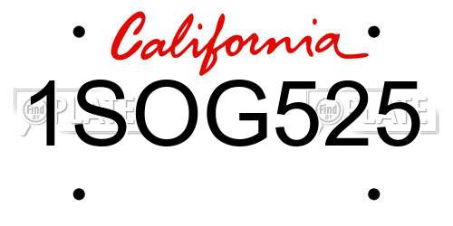 1SOG525 California License Plate