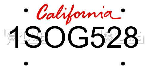 1SOG528 California License Plate