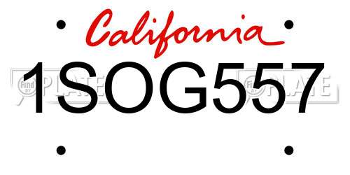 1SOG557 California License Plate
