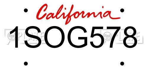 1SOG578 California License Plate