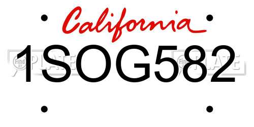 1SOG582 California License Plate