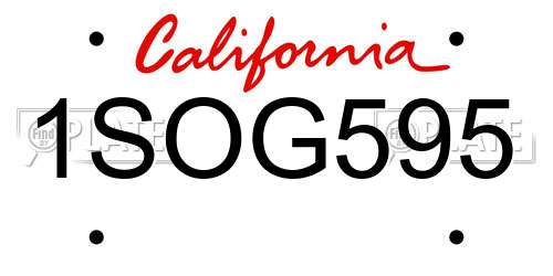 1SOG595 California License Plate