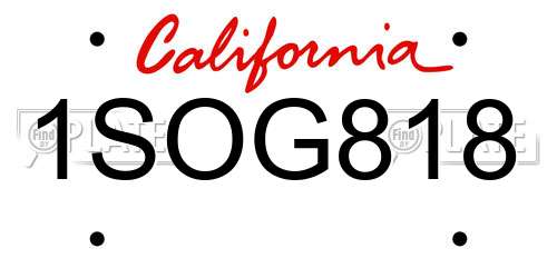 1SOG818 California License Plate