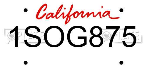1SOG875 California License Plate