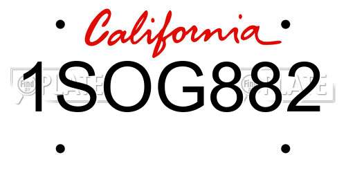 1SOG882 California License Plate
