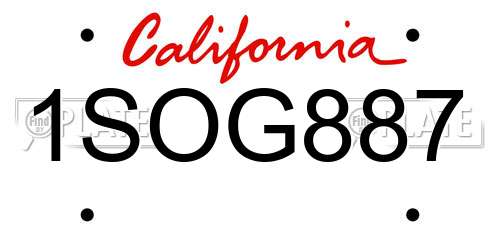 1SOG887 California License Plate