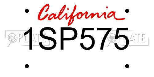 1SP575 California License Plate