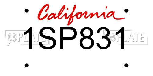 1SP831 California License Plate