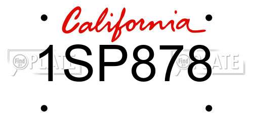 1SP878 California License Plate