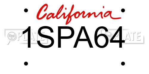 1SPA64 California License Plate