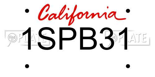 1SPB31 California License Plate