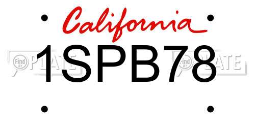 1SPB78 California License Plate