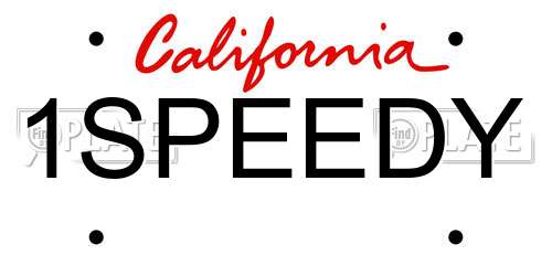 1SPEEDY California License Plate