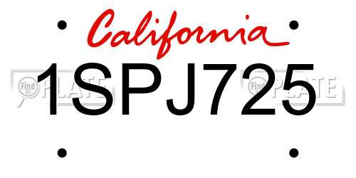 1SPJ725 California License Plate