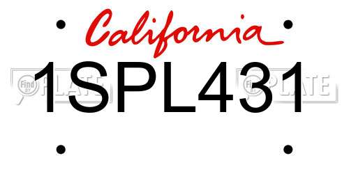 1SPL431 California License Plate