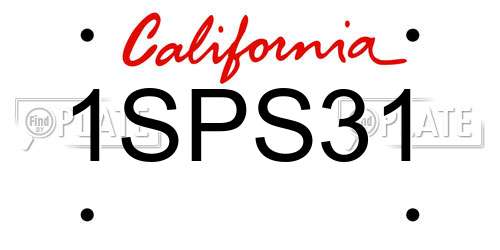 1SPS31 California License Plate