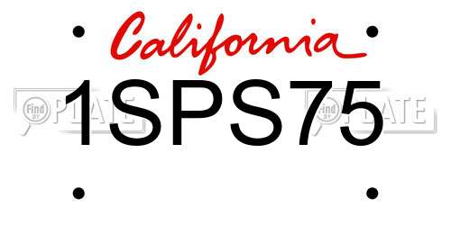 1SPS75 California License Plate