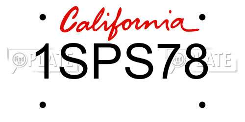 1SPS78 California License Plate