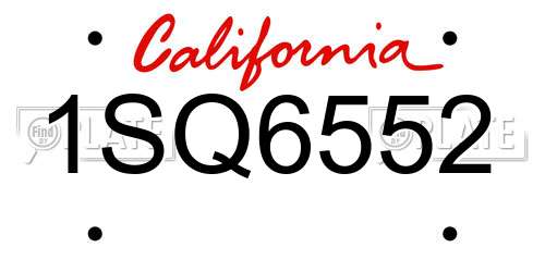 1SQ6552 California License Plate