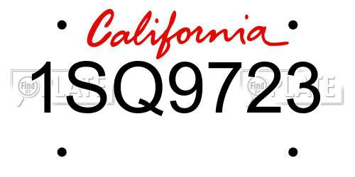 1SQ9723 California License Plate