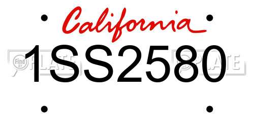1SS2580 California License Plate