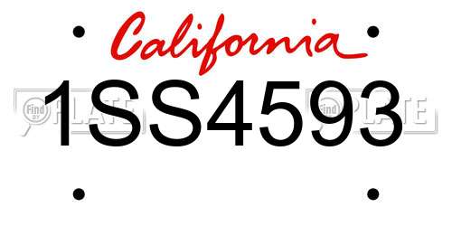 1SS4593 California License Plate