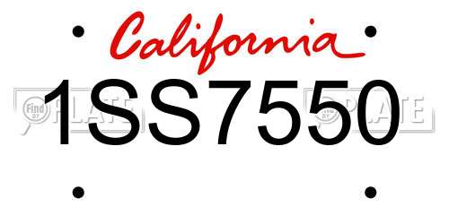 1SS7550 California License Plate