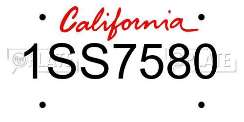 1SS7580 California License Plate