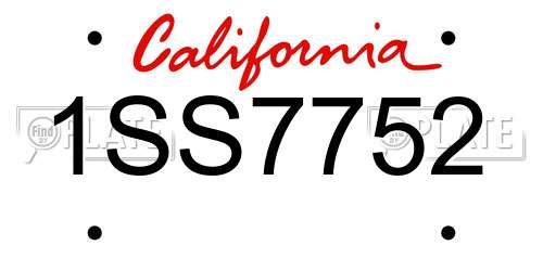1SS7752 California License Plate