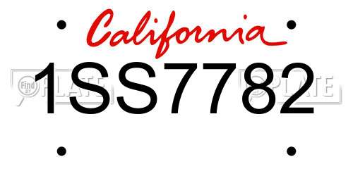 1SS7782 California License Plate