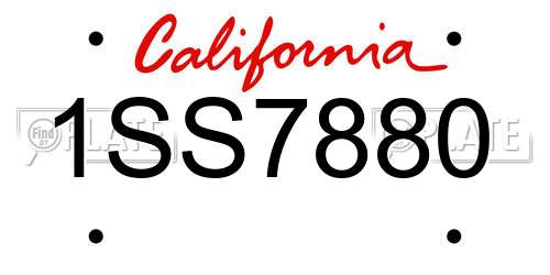 1SS7880 California License Plate