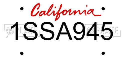 1SSA945 California License Plate