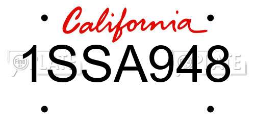 1SSA948 California License Plate