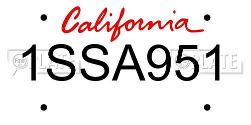 1SSA951 California License Plate