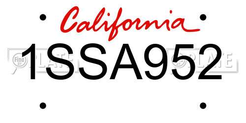 1SSA952 California License Plate