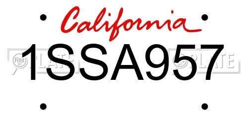 1SSA957 California License Plate