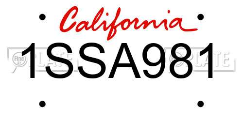 1SSA981 California License Plate