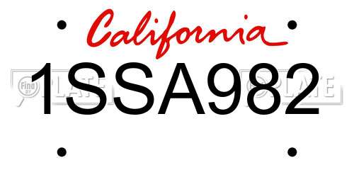 1SSA982 California License Plate